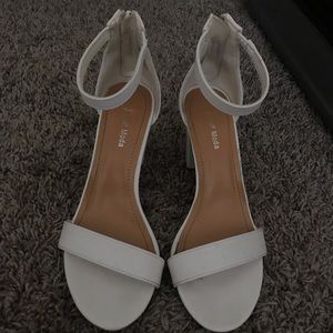2 inch white block heels